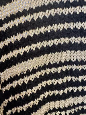 Chico’s Black & Gold striped Faron Knit Fringe long open front sweater vest XL 3 thumbnail 8