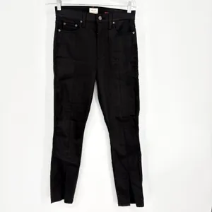 AO‎ LA by Alice + Olivia Black High Rise Pintuck Split Hem Skinny Jeans Sz 28 thumbnail 2