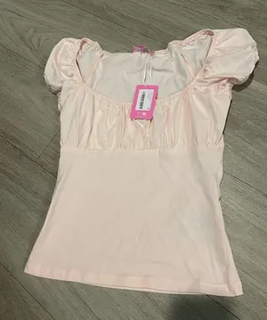 Edikted Puff-Sleeve Scoop Neck Top - Light Pink thumbnail 1