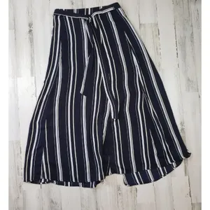 Polagram Navy Blue & White Stripe Split Maxi Skirt Women's Size Large thumbnail 7