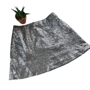 Decree Sequin Mini Skirt Sz M Silver Y2K Disco Festival Glam Party Holiday NYE thumbnail 2