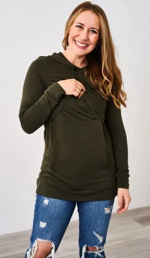 Latched Mama Cloud Nursing Hoodie Olive XS‎ thumbnail 1
