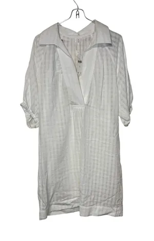 Anthropologie Women Mini Dress V-Neck Tiered 3/4 Sleeve‎ Tunic White Size XS NWT thumbnail 1
