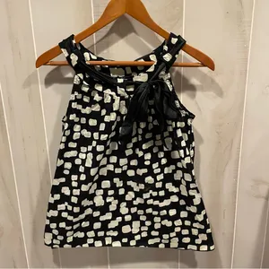 Cute vintage 90’s breezy cotton tie collar high neck sleeveless blouse AB Studio thumbnail 6
