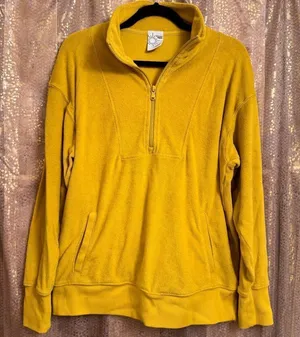 Aerie OFFLINE Chartreuse Green Terry Pullover Mock Neck Half Zip Sweater Small thumbnail 1