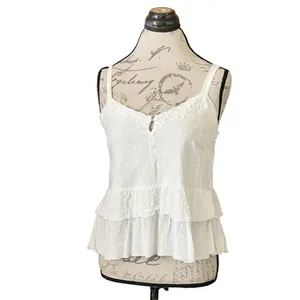 Urban Romantics Womens Blouse Tank Sz Small White Tiered Sleeveless Cottagecore thumbnail 3