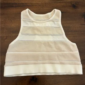 Alo Sport Play Knit Bra Women’s Small Alabaster Ivory White Cropped Top Tank thumbnail 1