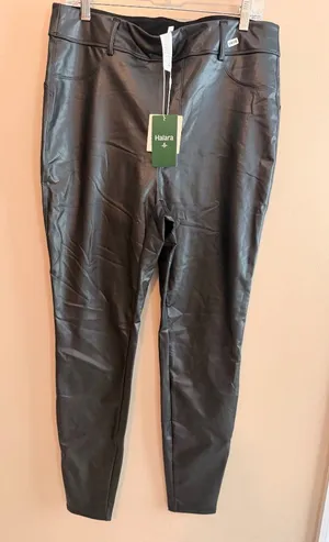 Halara NWT Black Faux Leather Full-Length Pants XL thumbnail 1
