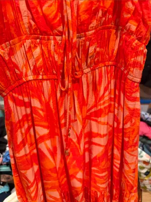 Taylor Red Orange Tropical Tiered Maxi Dress XS thumbnail 2
