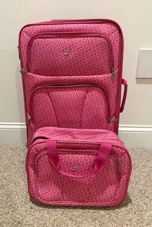 Girls Pink Patterned Travel Tote and Carry-On Set thumbnail 1