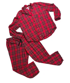 Victoria's Secret Pajama Set Women XL Red Plaid Flannel Sleepwear Holiday thumbnail 1