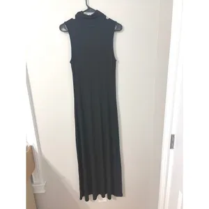 New Day Black Sleeveless Turtleneck Maxi Dress Small Modal Blend NEW Minimalism thumbnail 3