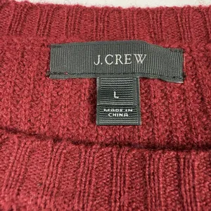 J. Crew‎ 100% Wool Sweater Women's Size Large Leather Patches Relaxed Fit Knit thumbnail 5