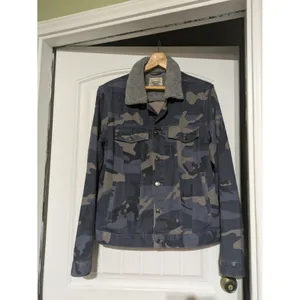American Vintage Mens Camo Pockets Long Sleeve Collared Trucker Jacket Size L thumbnail 5