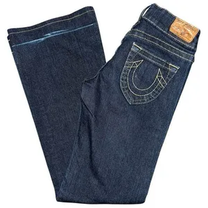True Religion Denim Vintage Size 25 Dark Blue Wash WC92358QV Candice Flare Jeans thumbnail 1