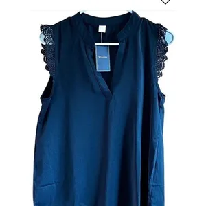 Milumia Black Sleeveless Lace Trim V-Neck Casual Top Size S thumbnail 2