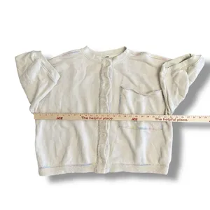 Free People Cream Cropped Boxy Cardigan L Rainbow‎ Stitch Oversized Top thumbnail 3