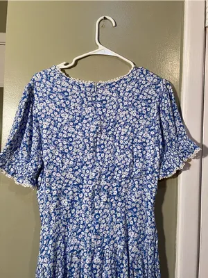 Lost + Wander Women's Size Large Villa by the Sea Floral Picot Trim Peasant Mini thumbnail 8