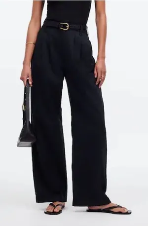 Madewell Black The Harlow Linen Blend Wide Leg Pants Size 14 thumbnail 1