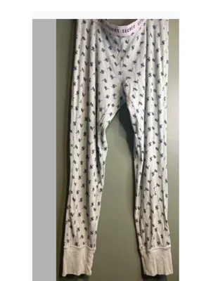 Victoria's Secret Waffle Knit Pajama set M Green Logo Soft Coquette thumbnail 7