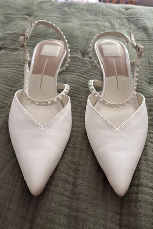 DV by Dolce Vita White Satin Kitten Heels thumbnail 1
