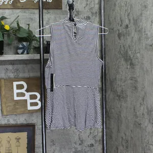 Bcx Juniors Sleeveless Striped Peplum Top 1004D49 Navy / White Stripe M thumbnail 2