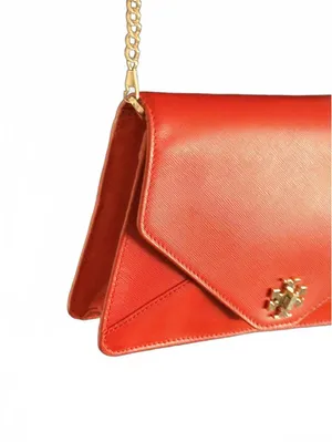 Tory Burch Red Leather Crossbody Bag with Gold Chain Strap thumbnail 2