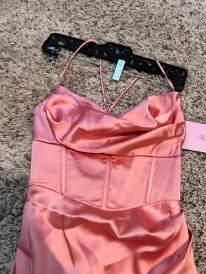 Hello Molly My Fierce Heart Satin Pink Midi Dress Size Small thumbnail 3