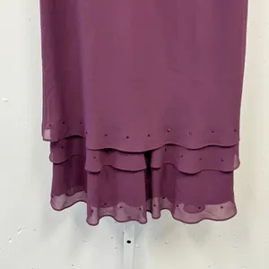 Ursula of‎ Switzerland Plum Purple 2 Piece Dress & Jacket Set Studded Tiered 10P thumbnail 4