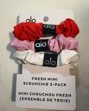 Alo Fresh Mini Scrunchies 3-Pack Red, Pink & White NWT thumbnail 1