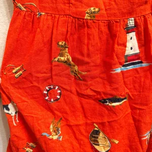 Anthropologie Celandine Linen-Blend Scalloped Mini Dress XXS Red Nautical - NWT thumbnail 9