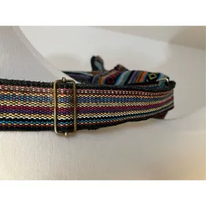 Boho Striped Hemp Mini Festival Backpack Blue thumbnail 3
