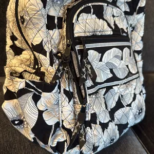 Vera Bradley Floral Black Beige and White Backpack thumbnail 2