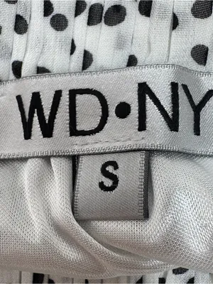 WD.NY Pleated Polka Dot Maxi Skirt White Black Small Long Chiffon Elastic Waist thumbnail 11