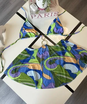 Y2K Psychedelic Print Cut-Out Dress - Connected Halter Top & Mini Skirt (Size M) thumbnail 3