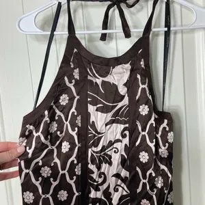 NWOT Bebe women’s silky brown nude pink floral halter minidress‎ dress XS thumbnail 2