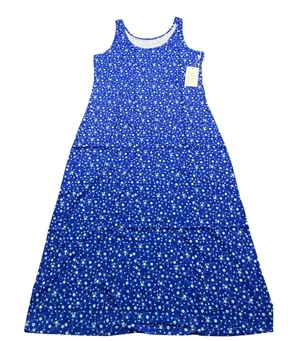 Dearmsrose Blue Floral Sleeveless Maxi Tank Dress Side Slits Summer Resort SZ XL thumbnail 1