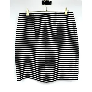 Old Navy Ponte Pencil Skirt Black Stripe Mini Cotton Stretch Coastal Nautical L thumbnail 2