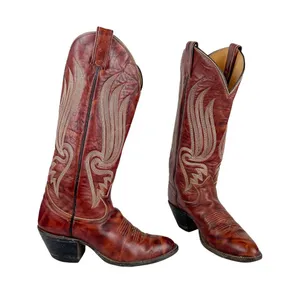 Tony Lama Gold Label Womens Western Cowgirl Boots Red Leather Sz 5 B thumbnail 1