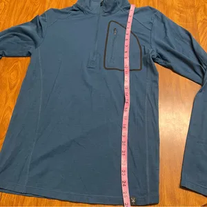 ibex Woolies Tech 1/4 zip Blue Merino Wool Quarter thumbnail 5