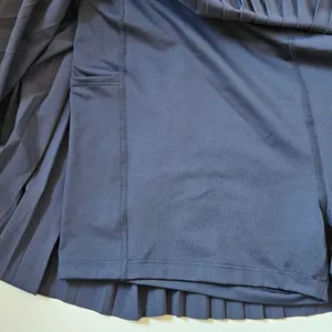 Beyond Yoga If You Pleats Tipped Elastic Mini Skirt Navy Striped Waist XL NEW thumbnail 16