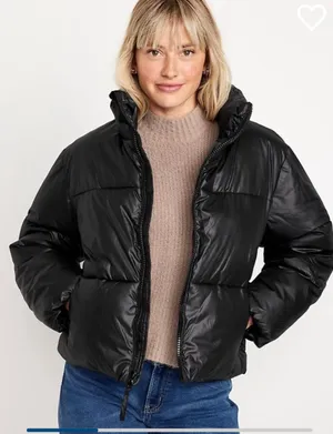 Old Navy Black Quilted Puffer Jacket thumbnail 1