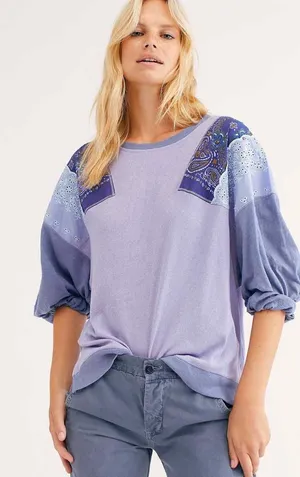 Free People "We The Free" Feelin' It Long Sleeve Top Boho Purple Medium‎ thumbnail 1