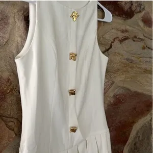 Source Unknown Commense Metal-Button Pleated Tank Dress size S thumbnail 4