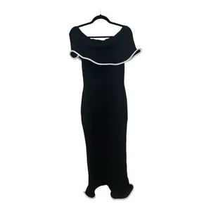 COMMENSE Color Block Off-Shoulder Ruffled Knit Dress- Black, Medium NWT Sold Out thumbnail 10