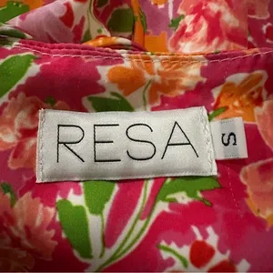 RESA Amber Floral Mini Dress‎ Size S Pink Puff Sleeve Open Back Tie thumbnail 10