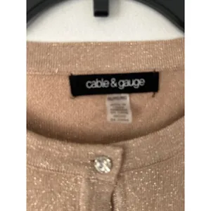 Cable & Gauge Womens Tan Glitter‎ Knit Cardigan Button Up Long Sleeve Top XLP thumbnail 3