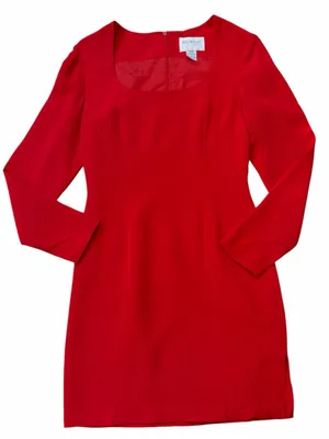 Hugo Buscati Red Silk Long Sleeve Dress thumbnail 1