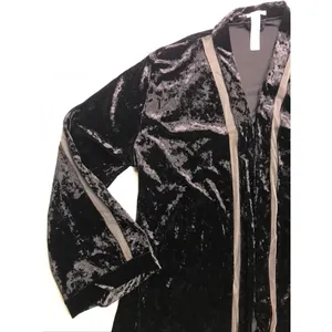 Savage X Fenty Womens Black Crushed Velvet Robe‎ Sheer Mesh Trim MD/LG Kimono thumbnail 4