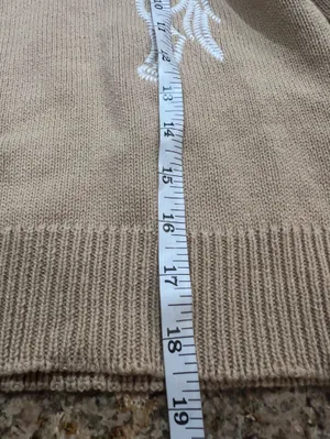 ABLE Marlee Horse Embroidered Puff Sleeve Sweater Beige Approx S NWOT thumbnail 8